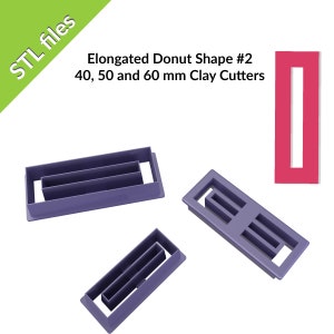 Donut Shape #2 polymer clay cutters, for earrings and pendants, long elegant shapes, three sizes, downloadable STL files for 3D printing