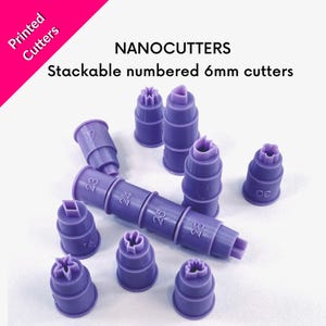 Nano cutters for polymer clay, tiny 6 mm cutters, stackable, numbered, 48 shapes to chose from, physical cutters
