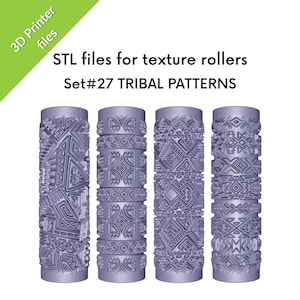 Rodillos con textura tribal para arcilla polimérica, estilo étnico, juego de cuatro rodillos para impresión 3D, juego n.° 27
