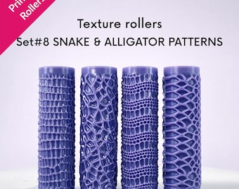 Texture Mini Rollers, alligator and snake textures, physical rollers, Set#8