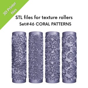 STL Texture Mini Rollers for clay, Coral patterns, reef, ocean, marine, coastal, underwater, set of files for 3D printing, Set #46