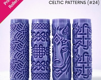 Celtic Patterns Texture Rollers, Gaelic, Druidic, knotwork, Runic patterns, physical rollers 2.4" and 4" [#24]