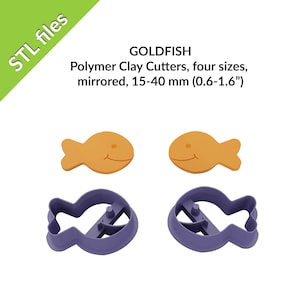 Goudviskleivormen, vier maten, linker- en rechterversie, 15-40 mm, downloadbare STL-bestanden voor 3D-printen