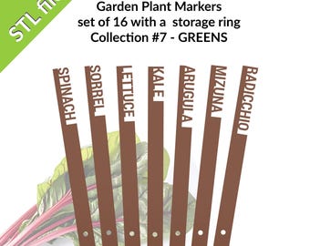 Marcadores de plantas de jardín: Verdes, juego de 16 (archivos STL descargables)