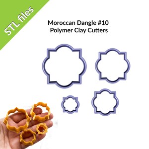 Moroccan Shape Dangle #10 Polymer Clay Cutters, for earrings and pendants, four sizes, downloadable STL files for 3D printing