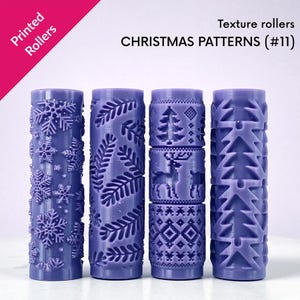 Christmas Texture Rollers, Christmas trees, snowflakes, reindeer, 2.4" and 4" physical rollers [#11]
