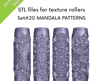 Mini rouleaux à texture mandala pour pâte polymère, lot de quatre, pour impression 3D, lot n° 20