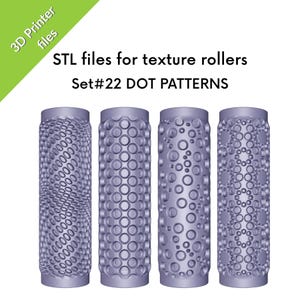 Dots Texture Rollers for clay, polka dot, concentric, random dots, set of four STL files for 3D printing, Set #22