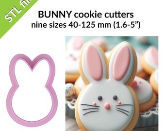 Easter Bunny cookie cutters, nine sizes, cute holiday cookies, STL files for 3D printing