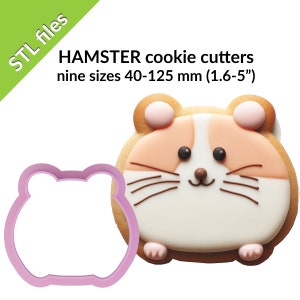 HAMSTER cookie cutters, nine sizes, cute animal cookies, STL files for 3D printing