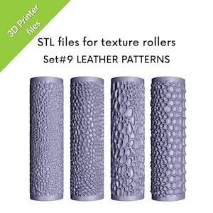 Leather Texture Mini Rollers für Polymer Clay, Set aus vier STL-Dateien für den 3D-Druck, Set #9