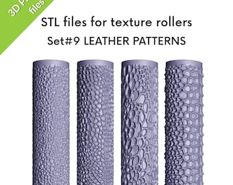ポリマー粘土用 STL テクスチャ ミニ ローラー、レザー テクスチャ、ローラー 4 個セット、3D 印刷用ファイル、セット #9