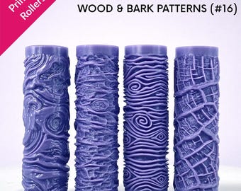 Wood and Bark Texture Rollers, woodgrain, gnarly wood, timber, physical rollers 2.4" and 4" [#16]