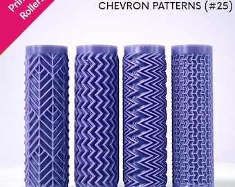 Rodillos con textura de chevrón, patrones en zigzag, geometría dinámica, cadencia geométrica, rodillos físicos [#25]