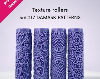 Texture Mini Rollers, Damask textures, ornamental, floral, scrolls, physical rollers, Set#17