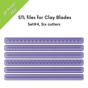 Clay Blade Cutters Set, edge, zigzag cutter, STL files for 3D printing, Set 4