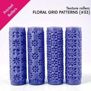 Floral Grid Texture Rollers, geometric floral, lattice, tiles, repeat, physical rollers 2.4" and 4" [#33]