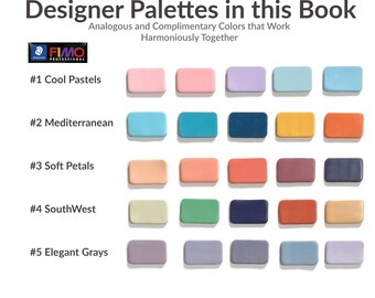 Recettes de couleurs FIMO pour un mélange de pâte polymère, cinq palettes de créateurs, de belles couleurs