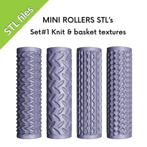 STL Texture Mini Rollers for polymer clay, Knit and basket patterns, set of four rollers, Set#1, files for 3D printing