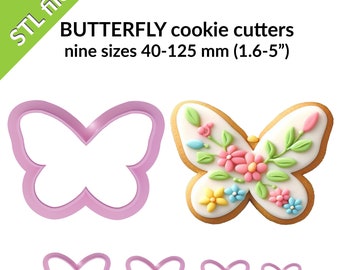 Butterfly Cookie Cutters, Nine Sizes, STL files for 3D Printing