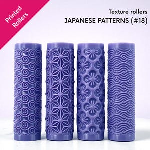 Rodillos texturizados con patrones japoneses, texturas asiáticas, ornamentales, florales, geométricas, rodillos físicos (#18)