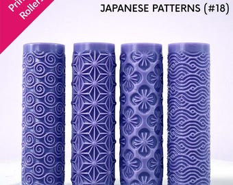 Japanese Patterns Texture Rollers, Asian textures, ornamental, floral, geometric, physical rollers  (#18)