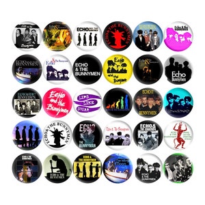 ECHO & THE BUNNYMEN Pinback Buttons 80's New Wave Music Post Punk English Rock Band Synth Pop Dance Music Retro Vintage Party Set of 30 Pins