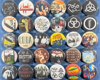 Led Zeppelin Pinback Buttons Set of 30 Pins, 70s Classic Hard Rock