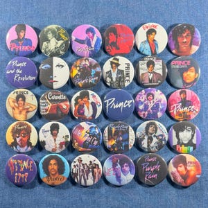 Prince & The Revolution Pinback Buttons Set of 30 Pins 80s New Wave Dance Pop Rock Funk Soul Purple Rain Retro Music Badges, Pick Your Size