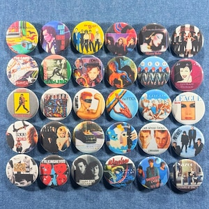 80s New Wave Band Pinback Buttons Set of 30 Pins, Post Punk Synth Pop Retro Music Badges Collectibles, Pick Your Size