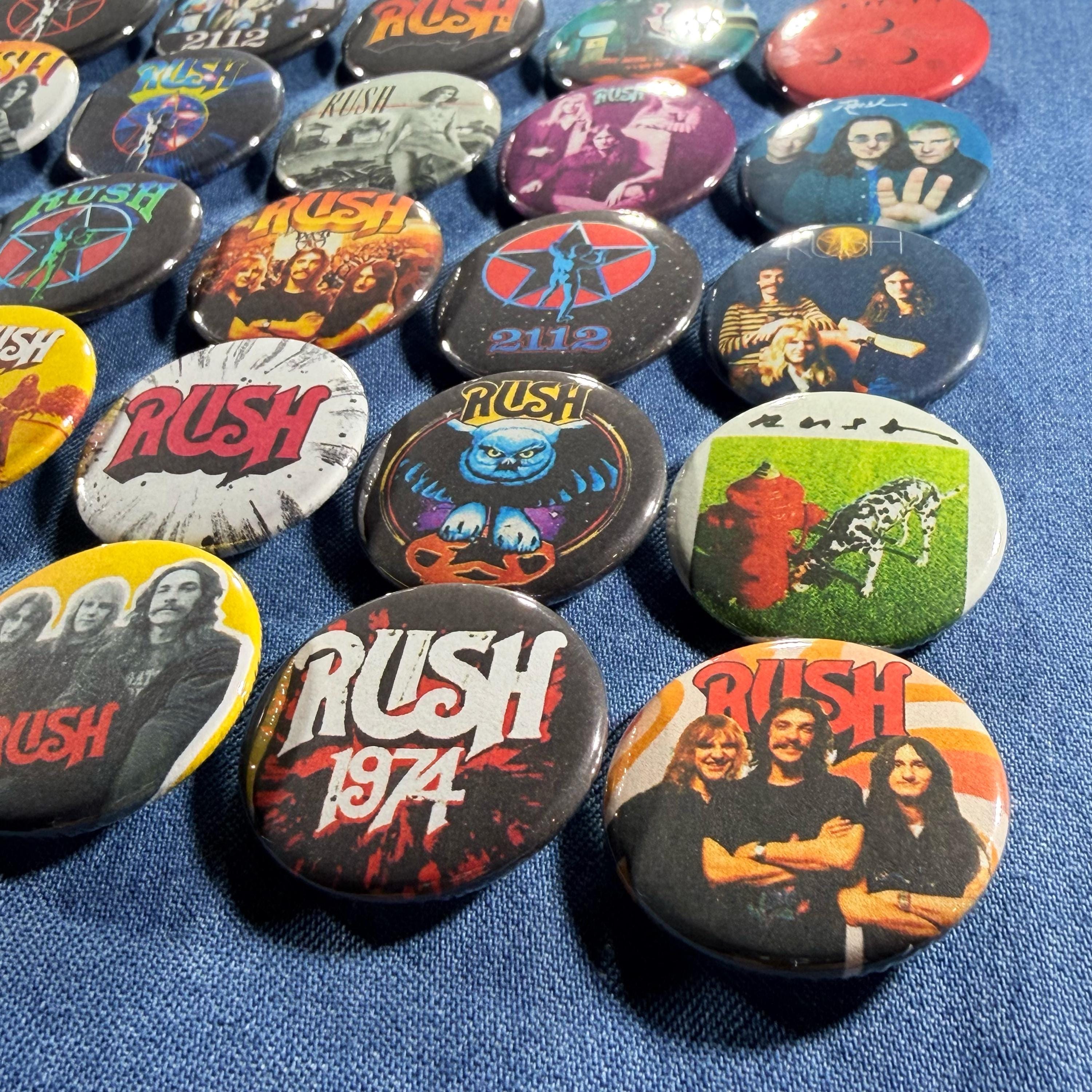 Rush Pinback Buttons Set of 30 Pins, 70s 80s Classic Hard Rock 