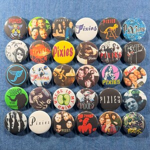 Pixies Pinback Buttons Set of 30 Pins, 80s 90s Alternative Indie Rock Art Pop Surf Punk Band Retro Music Badges Collectibles, Pick Your Size