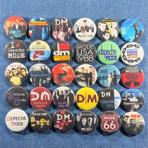Depeche Mode Pinback Buttons Set of 30 Pins, 80s New Wave Synth Pop Darkwave Dance Rock Band Retro Music Badges Collectibles, Pick Your Size