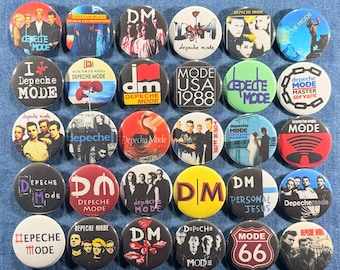 Depeche Mode Pinback Buttons Set of 30 Pins, 80s New Wave Synth Pop Darkwave Dance Rock Band Retro Music Badges Collectibles, Pick Your Size