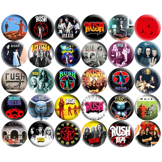 Rush Pinback Buttons Set of 30 Pins, 70s 80s Classic Hard Rock
