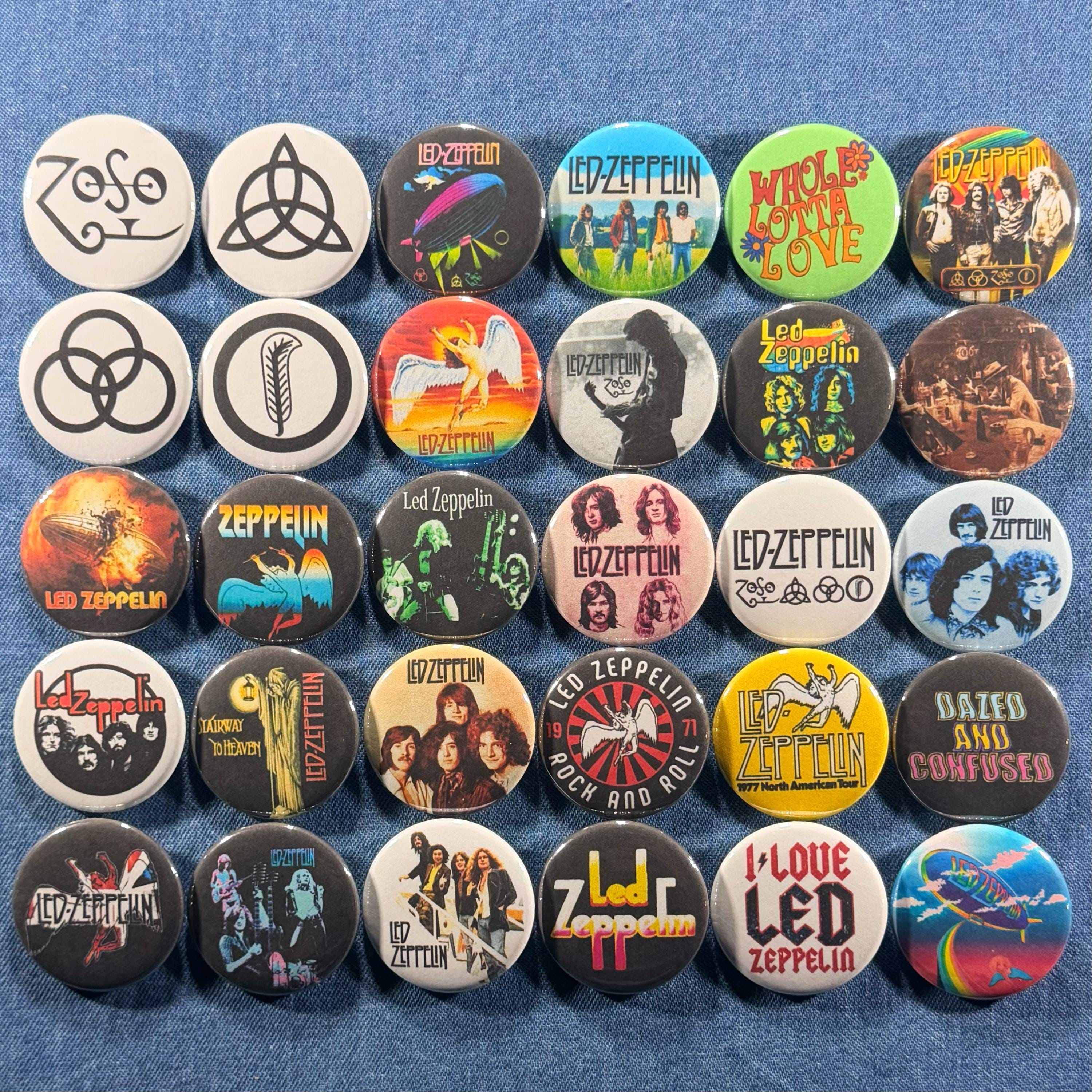 Led Zeppelin Pinback Buttons Set of 30 Pins, 70s Classic Hard Rock ...