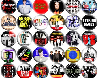 Talking Heads Pinback Buttons Set of 30 Pins, 70s 80s New Wave Post Punk Art Rock Retro Music David Byrne Badges Collectibles Pick Your Size