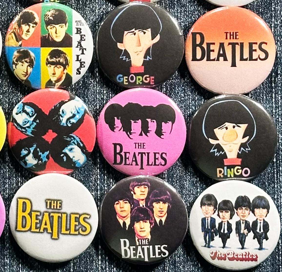 THE BEATLES 60s 70s Music Pinback Buttons Set of 30 Pins