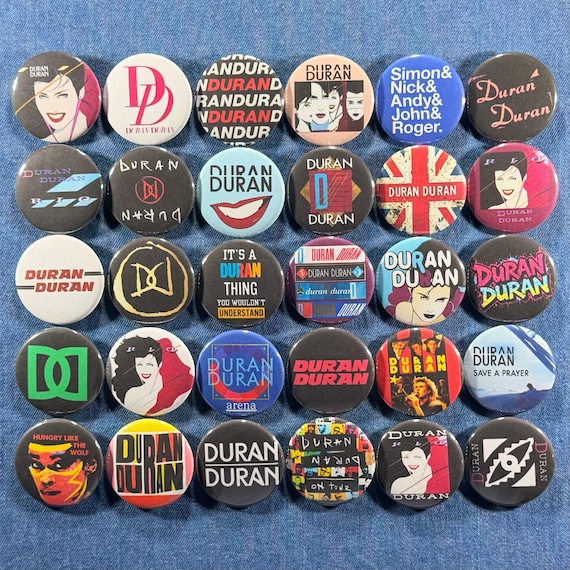 Duran Duran Pinback Buttons Set of 30 Pins, 80s New Wave Dance Pop Rock Band Retro Music Badges Collectibles, Pick Your Size