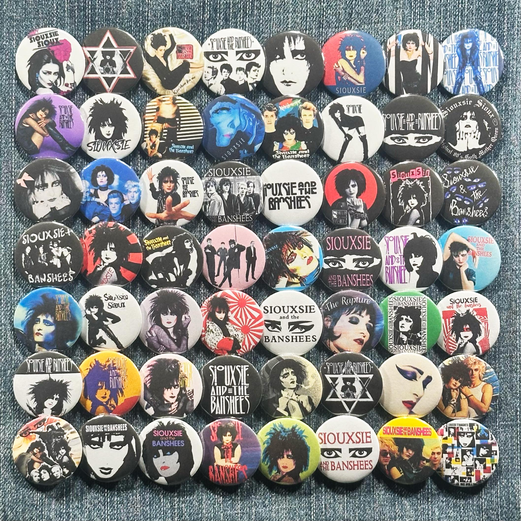 SIOUXSIE & THE BANSHEES 80s Music Pinback Buttons Lot of 56 Pins Retro New Wave Goth Rock Post Punk Alternative Rock Vtg Band Pick Your Size