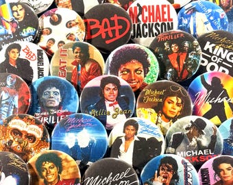 Juego de 30 chapas o imanes para nevera de Michael Jackson, del rey del pop de los 80 y 90, insignias coleccionables de Thriller, elige un tamaño.