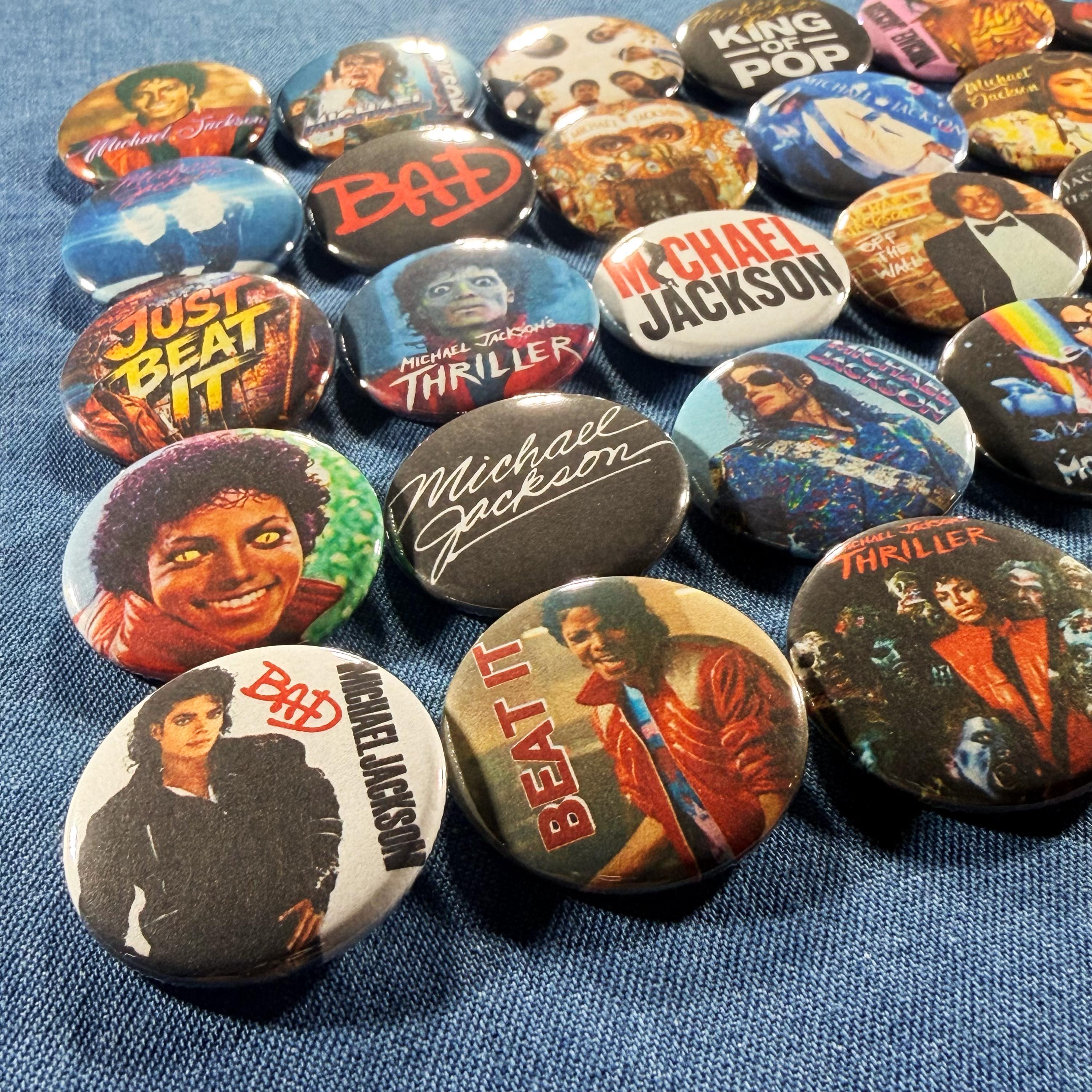 Michael Jackson Pinback Buttons Set of 30 Pins, 80s 90s Pop King
