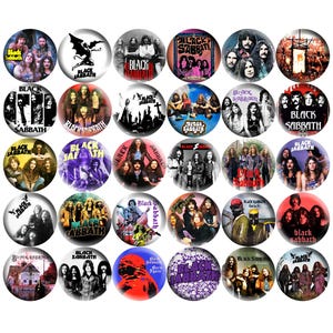 Black Sabbath Pinback Buttons 30 Pins Set, Heavy Metal Band Pins, Ozzy Osbourne Paranoid Retro Hard Rock Collectible Badges, Pick Your Size