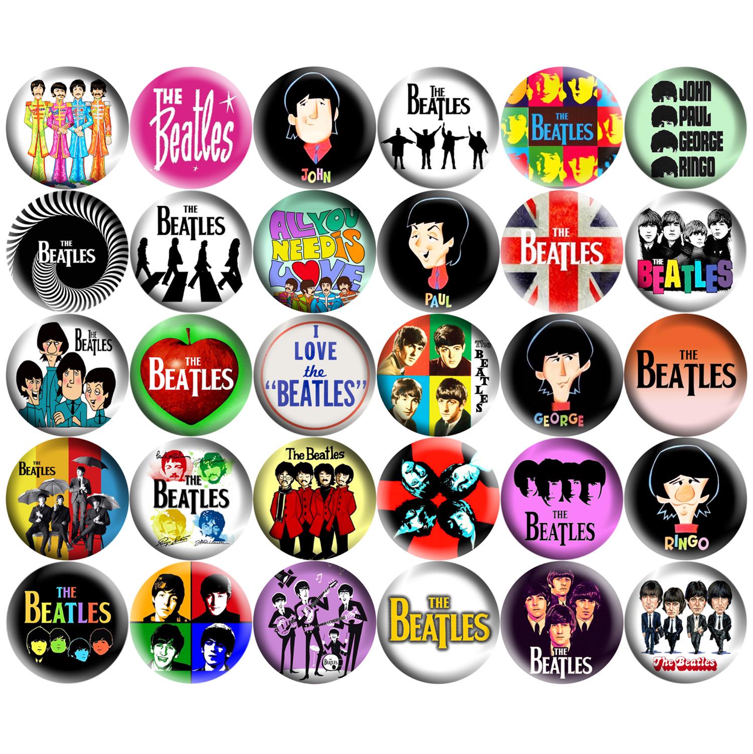The Beatles Pinback Buttons, 60s-70s Classic Pop Rock Band Retro