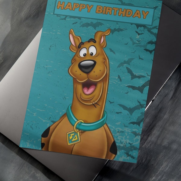 Handmade Birthday Greeting Card, Scooby Doo, Ghost Hunt, Mystery Machine, Textured, Hammered Card, Envelope, Celebration, Family, Children