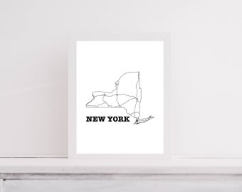 New York Map Interstate Map Art Digital Download