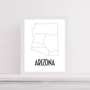 Arizona Karte Interstate Karte Kunst Digitaler Download