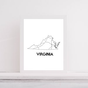 Virginia Karte Interstate Karte Kunst Digitaler Download