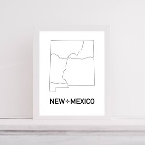 Mapa de Nuevo México Mapa interestatal Arte Descarga digital