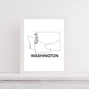 Washington kaart Interstate kaart kunst digitale download